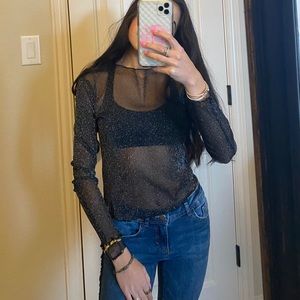 Brandy Melville Sheer Sparkly Shirt